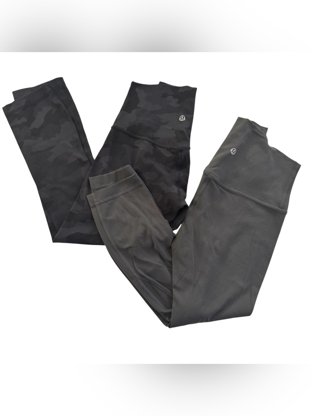Lululemon 2 Piece Base Pace Camouflage Gray Size 2 Crop Leggings LOT #NE365